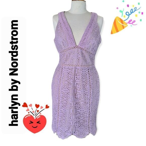 Harlyn by Nordstrom Eyelet Sleeveless Minidress Lavender Medium - Picture 3 of 9